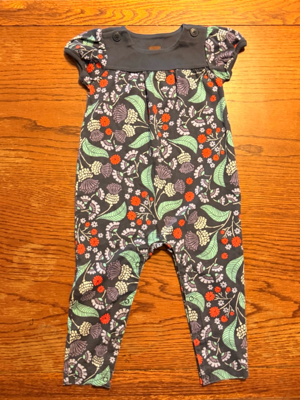 Tea Collection Baby Girls Size 12–18 months Short Sleeve Floral Romper